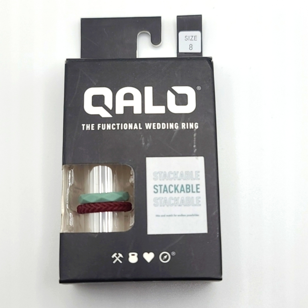 Qalo Stackable Silicone Wedding Bands Sz 8